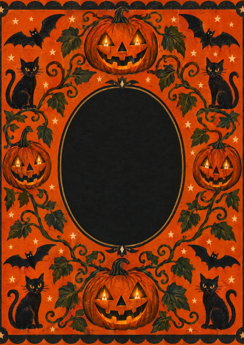 Pumpkin Patch illustrated cover: orange pumpkins and black cats